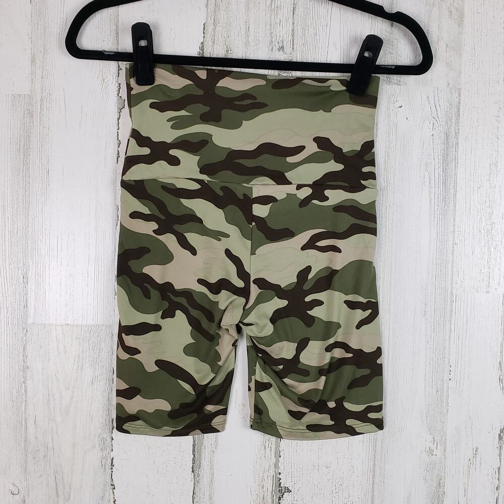 NWT Le Lis Olive Green Camo Camouflage Fitted Biker Athletic Shorts Women's - Picture 5 of 10